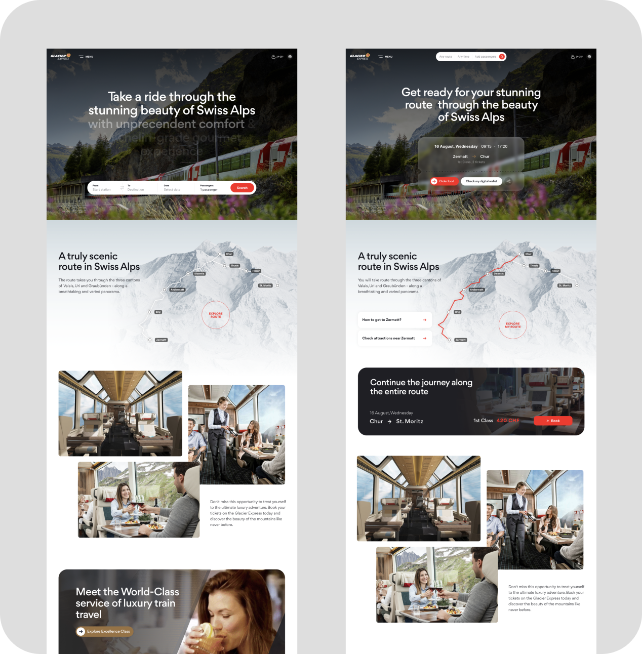 Glacier Express summer and winter personalized website experiences