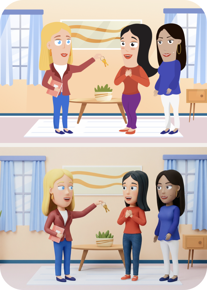 Comparison of Lingu’s original illustrations and AI-generated learning illustrations