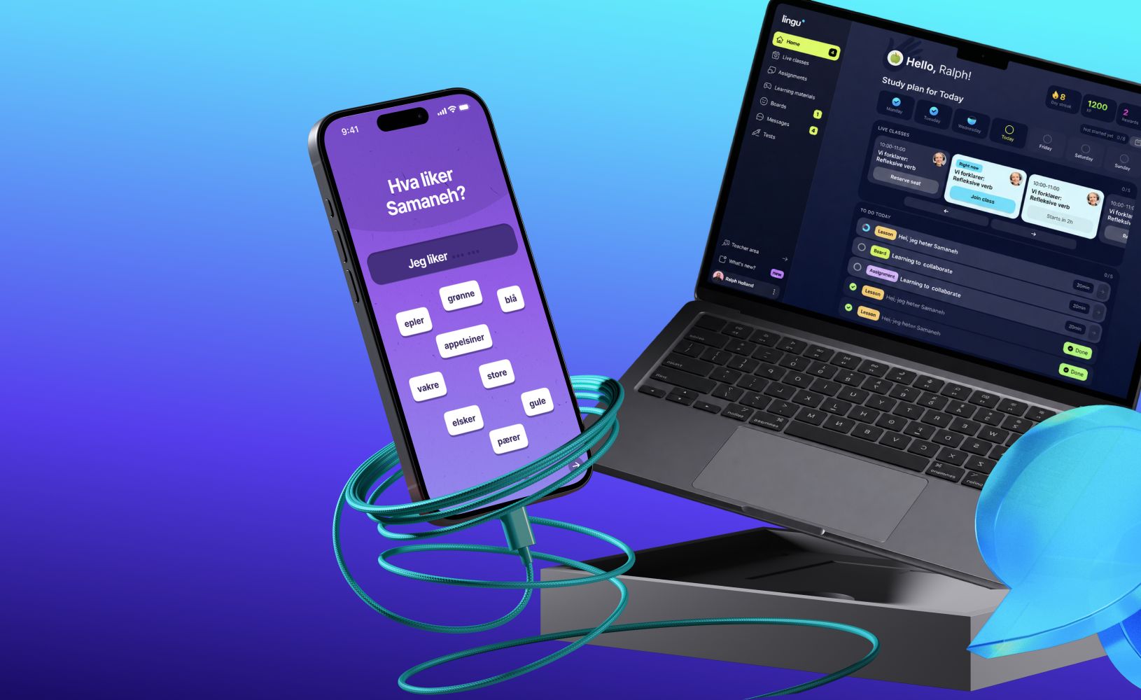 Lingu learning platform on mobile and desktop